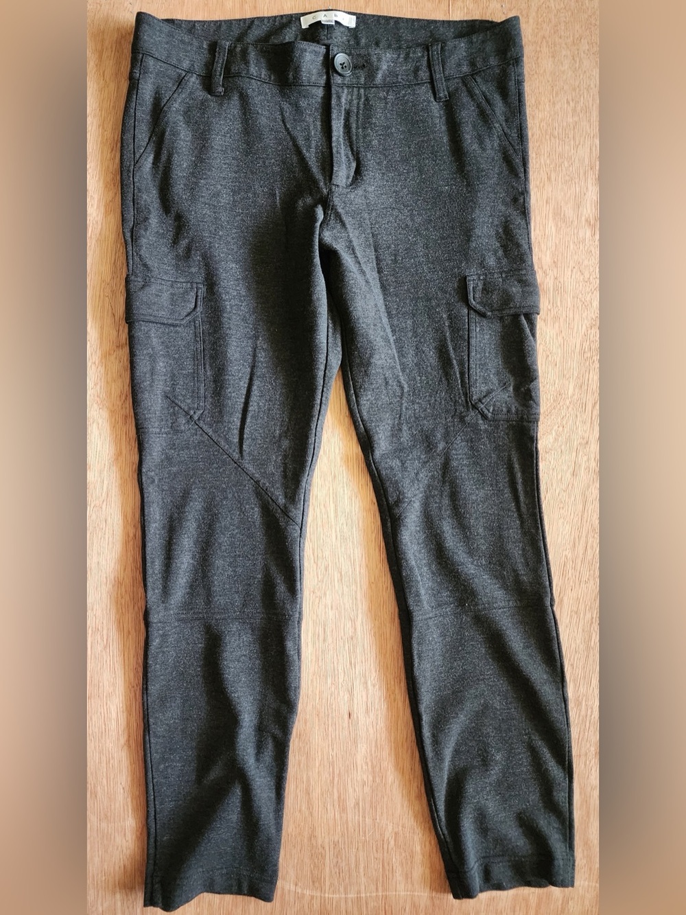 CAbI Charcoal Gray Skinny Cargo Leggings Pants Style 557 Ponte Knit - Size 10